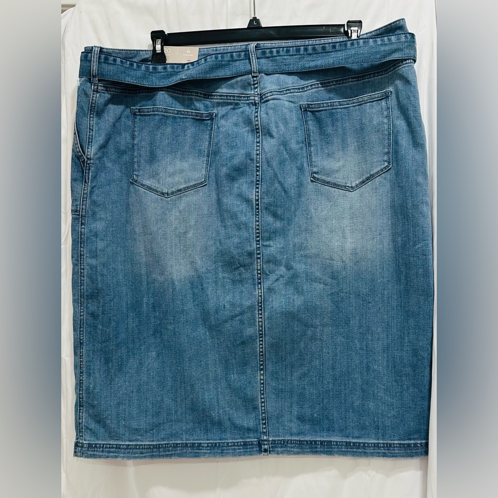 Chico’s Button Front Denim Skirt Size 4 (20) Blue With Removable Belt NWT - Picture 5 of 11